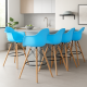 Барный стул Тауэр Вуд Eames высокий голубой