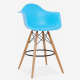 Барный стул Тауэр Вуд Eames высокий голубой