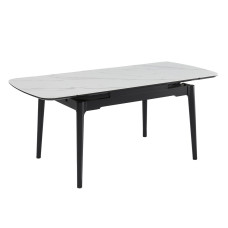 Стіл DUBLIN CERAMIC 120(180)*80 білий глянець/чорний каркас
