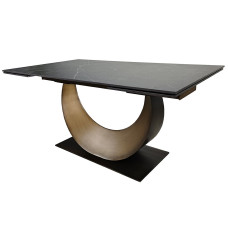 Стіл AMELIA CERAMIC 160(240)*90 стіл чорний мат/бронзовий