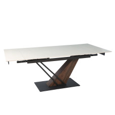 Стіл FERNANDO CERAMIC 140(200)*90 бежевий мат/темний горіх