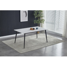 Стіл SABA CERAMIC 130*70 білий глянець/чорний каркас