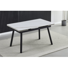 Стіл MADRID CERAMIC 140(200)*85 білий глянець/чорний каркас