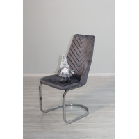 Стул Carlos Grey Velvet X-1908 на П-образной хромированной металлической опоре, обивка Velvet