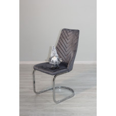 Стілець Carlos Grey Velvet X-1908 на П-подібній хромованій металевій опорі, оббивка Velvet 