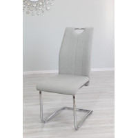 Стілець Merlin Light grey DC -301 з П-подібною металевою ногою та сидінням з шкірзамінника